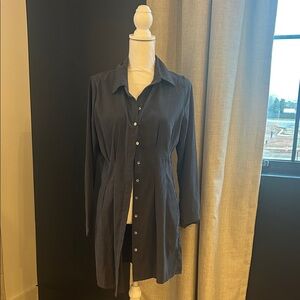 Sage Charcoal Button-Down Women's Dress